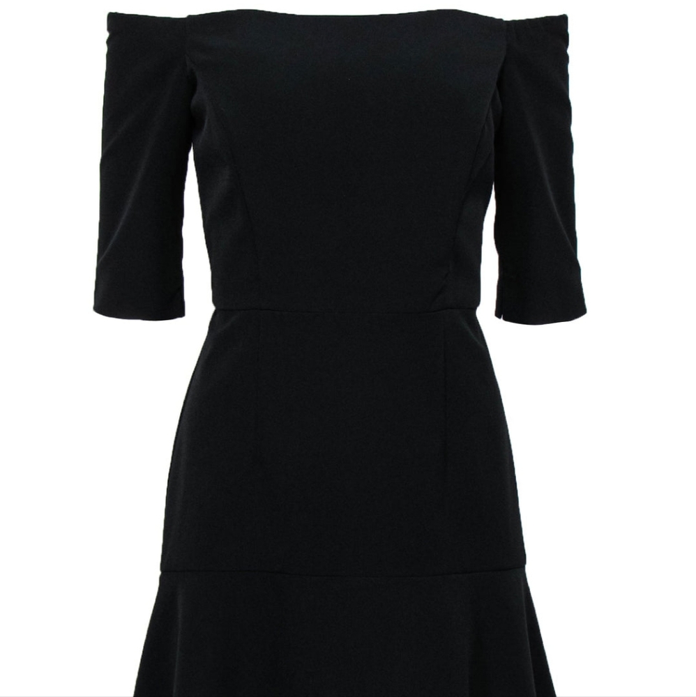Milly - Black Off-The-Shoulder Dress W/Ruffled Skirt Size 2